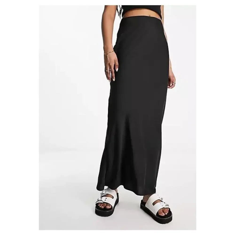 ASOS Maxi Skirt Women's 10 High Rise Cobalt Blue Slit Lined SIde ZIp - Picture 3 of 7